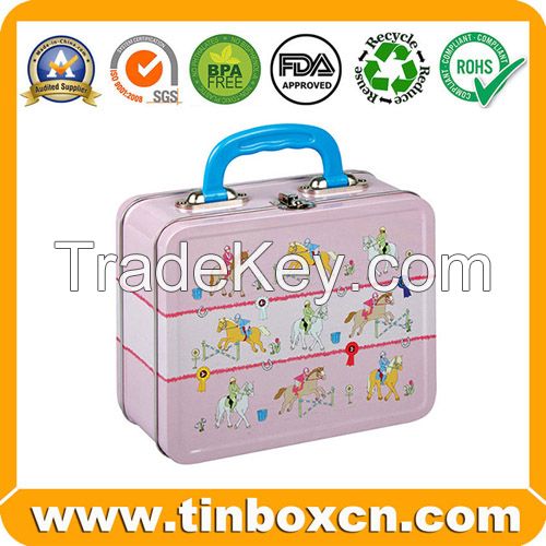 Lunch Tin, Lunch Box, Tin Lunch Box, Tin Can, Tin Box with Handle
