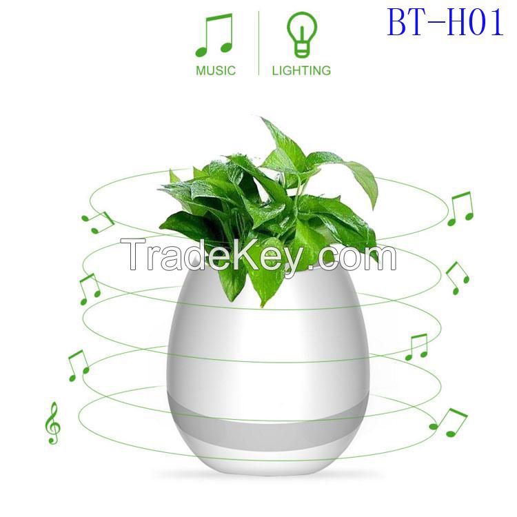 Plant Pots Smart wireless Bluetooth Speaker Office Mini Colorful LED light Touch Piano Music Universal Phone Subwoofer Flowerpot Speaker