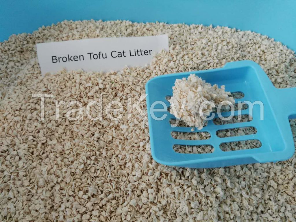 Broken tofu cat litter