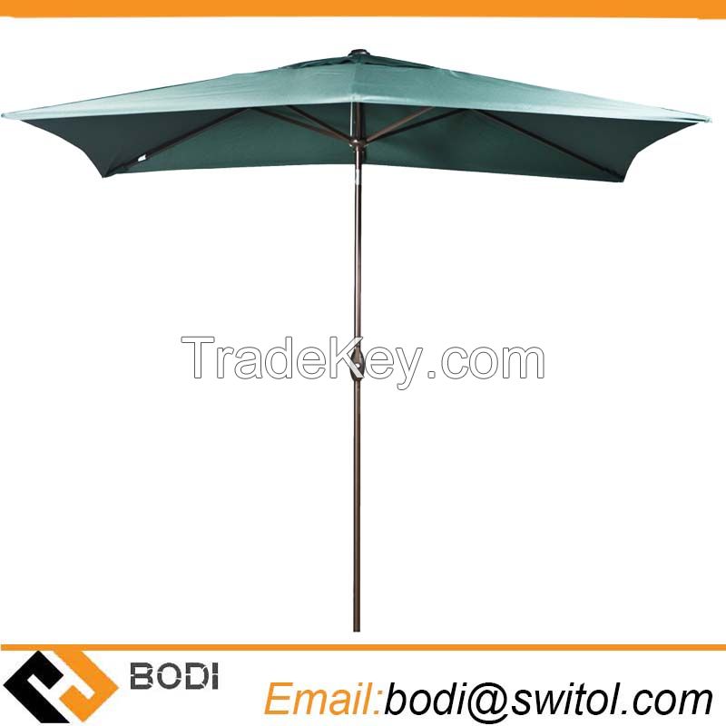 Rectangular Market Outdoor Table Patio Umbrella with Push Button Tilt and Crank Dark Green