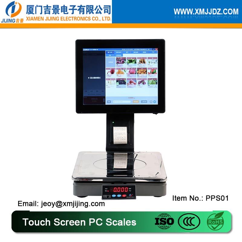 PPS01 Touch Screen PC Control Scale, Supermarket Retail System Weighing Terminals, Intelligent "All in One" Pricing Scales, Thermal Printer Receipt/ Bill Printing