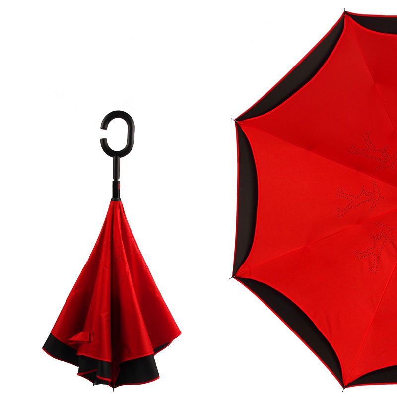 Creative Design Windproof Two Layer Inverted Umbrella C Shape Handle Umbrella