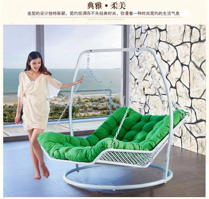 Big Size Double Steel Frame Hanging Swing Chair Bed with Cushion