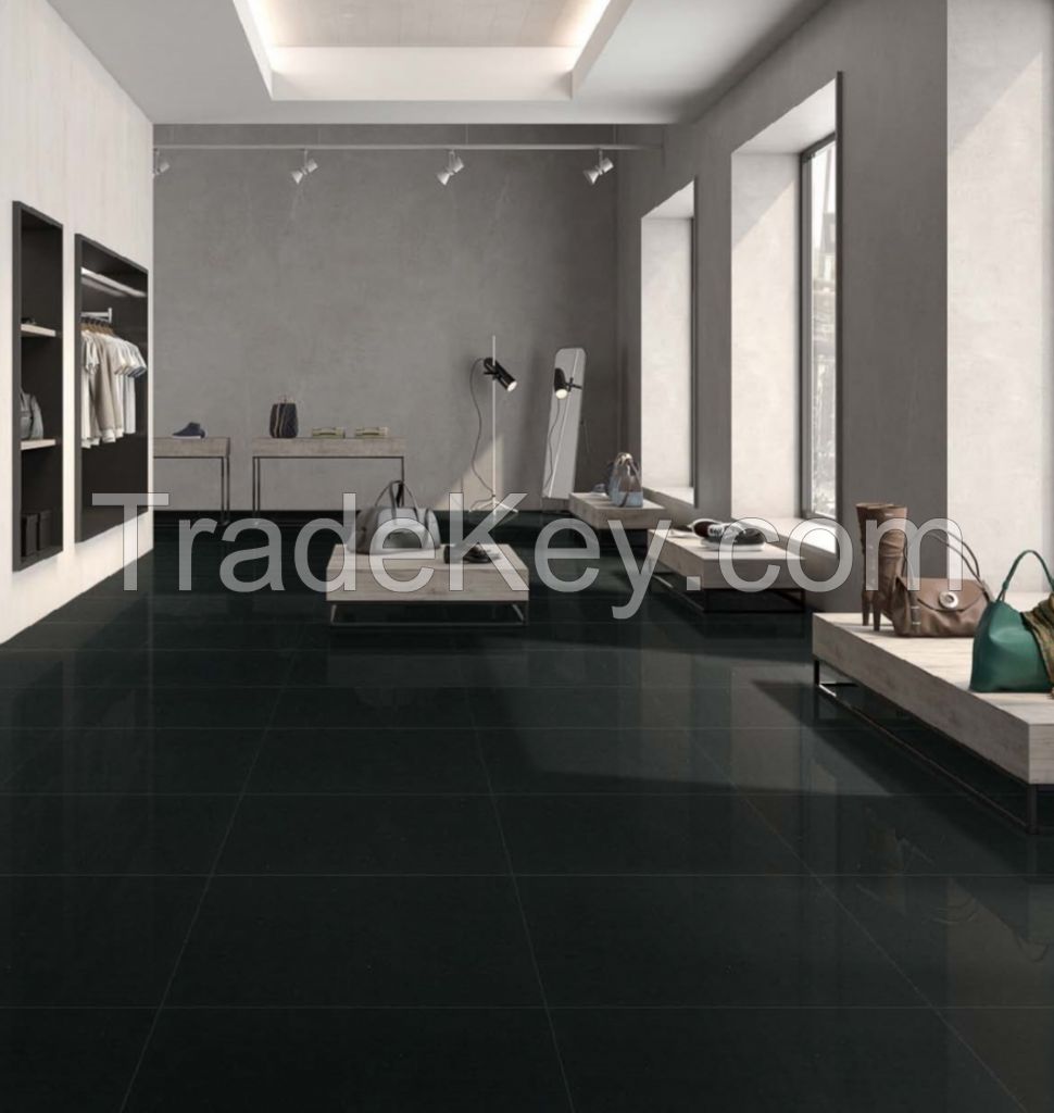 Super black polished floor tile