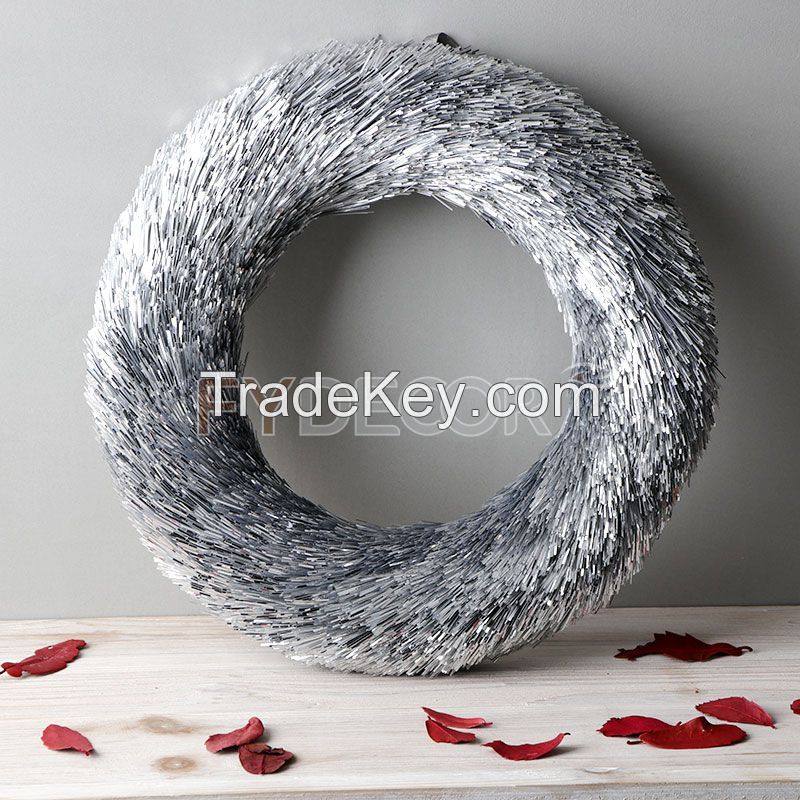 Christmas Wreath Glitter Handicraft Hanging Silver Door Wreath