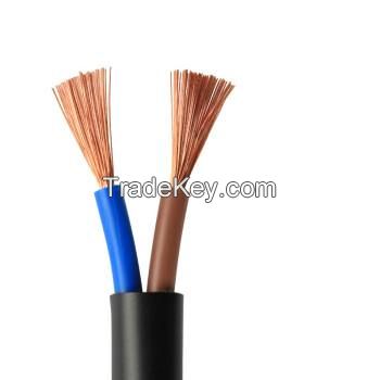 300/500V copper 2 Core 1.5 sq mm2 PVC insulation RVV electrical flexible power cable