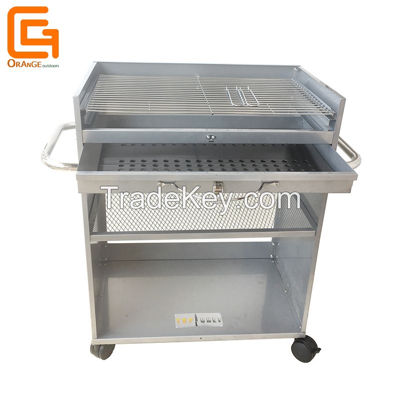 Large Cooking Area Charcoal Barbeque Rectangle Grill W/ Shelf and Wheels