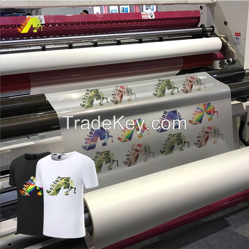 Aishan Custom design plastisol transparent pet transfer film Heat Press iron on Tshirt bag garment hat Shoes