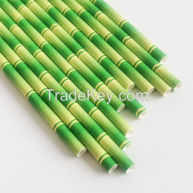 Hot Sale Biodegradable Organic Jumbo Bamboo Straw Jumbo Boba Tea Customized Color Eco Paper Straw