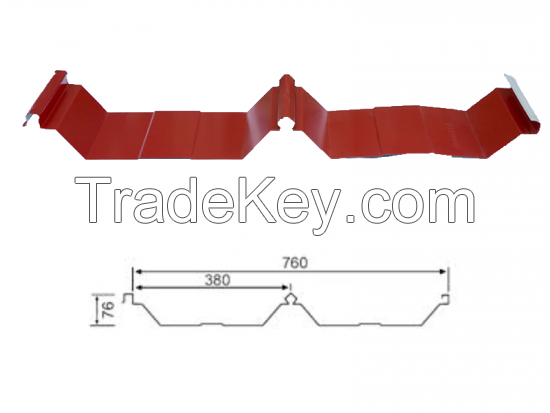 760 Bite Type Roof Panel Corrugated Steel Roofing Sheets