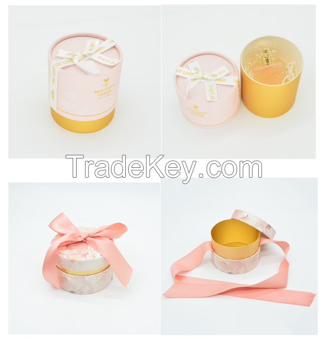 Wholesale Recycled Kraft Custom Round Paper Gift Candle Set Packaging Box