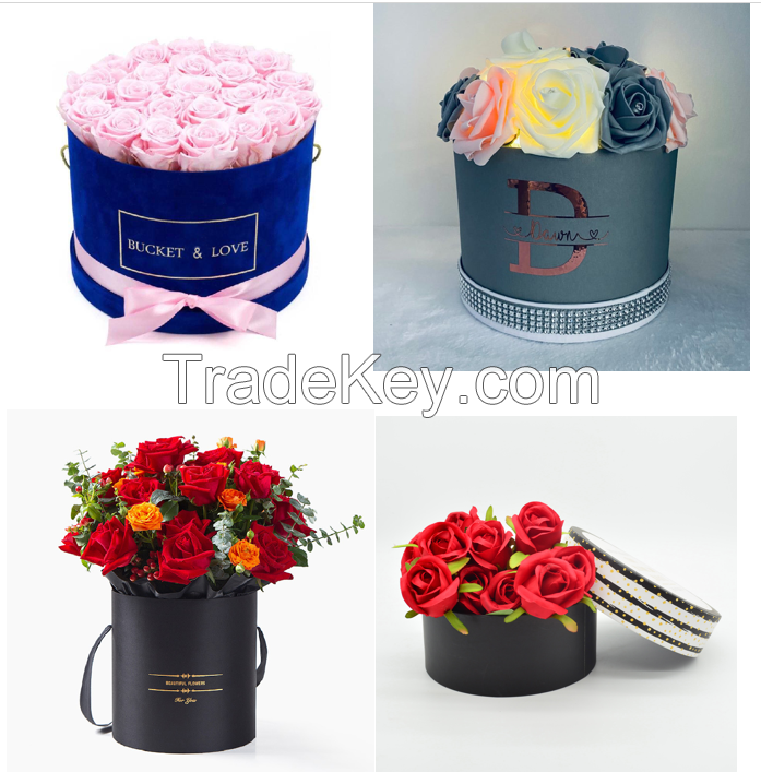 Wholesale round shape flower boxes, circle boxes gift flowers box with handle
