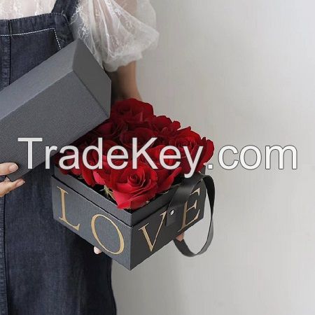 Wholesale luxury custom logo printing mother's day gift boxes-for-flowers with handle