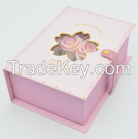 Custom Made Clamshell Gift Box Valentine Christmas Decoration Jewelry Lip Gloss Cosmetic Packaging Box With Ribbon