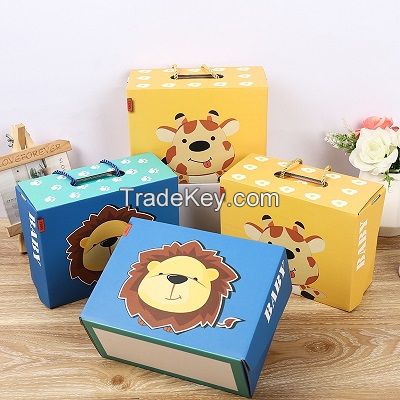 Custom Cartoon Cute Kids Shoe Clothes Packaging Boxes Birthday Baby Shower Party Keepsake Baby Gift Box