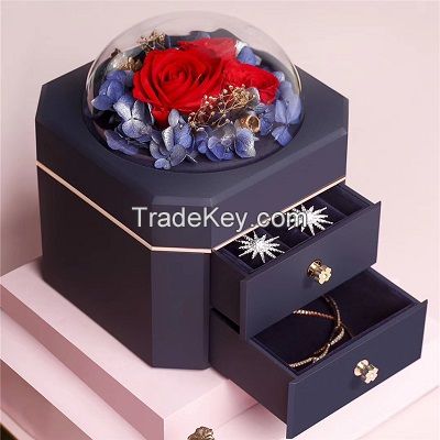 Double Layer Unique Jewelry Packaging Box Display Glass Transparent Jewelry Box