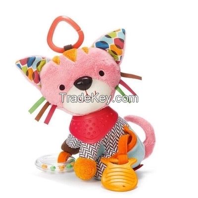 Infant Soft Plush Animal Stuffed Baby Rattle, squeaker toy hand ring bell rattle baby plush toy