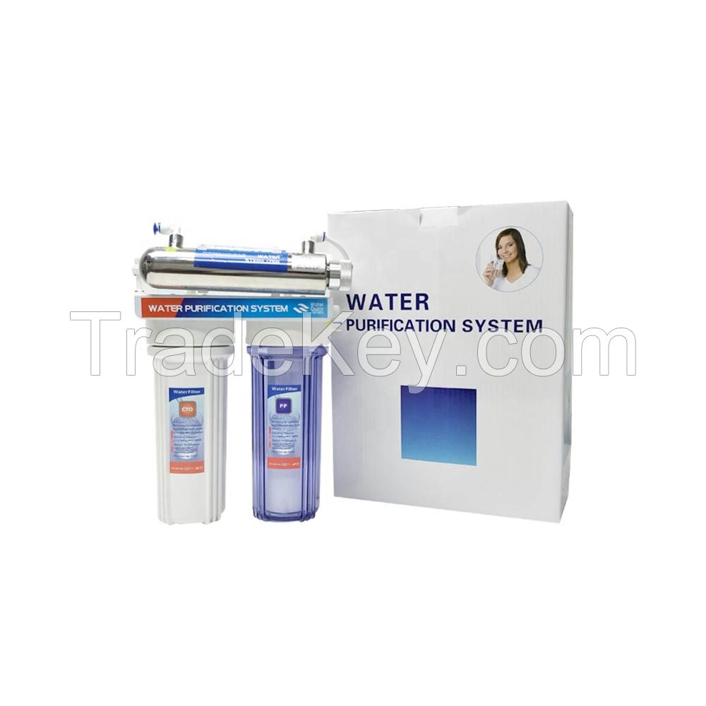 under sink UV water purifier 10 inch water pre filter machine price PP+CTO+UV faucet water filter