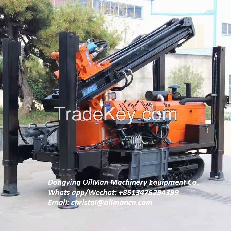 100-600M Borehole Crawler Pneumatic DTH Deep Water Well Drilling Rig Machine With Air Compressor