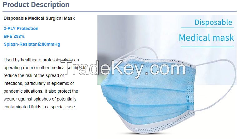 Disposable 3 ply medical face mask