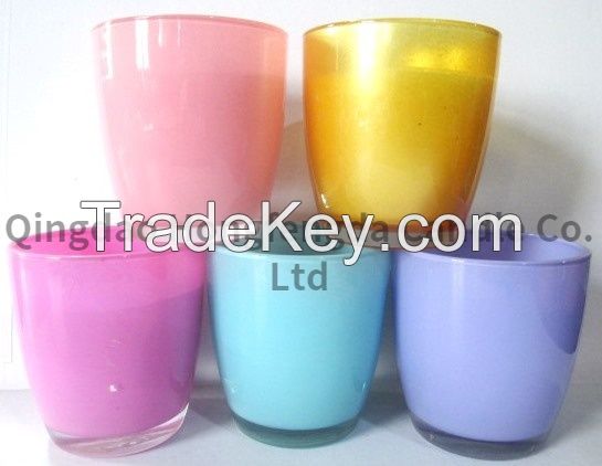 wax filled glass pot with scet