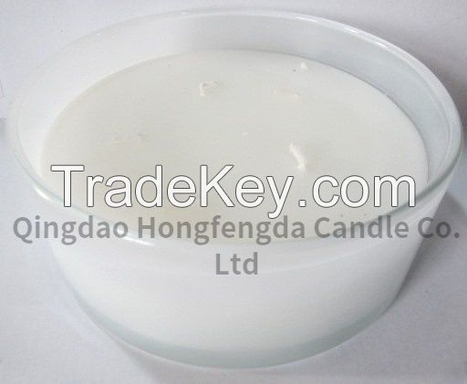 two wick wax filled glass pot with scent