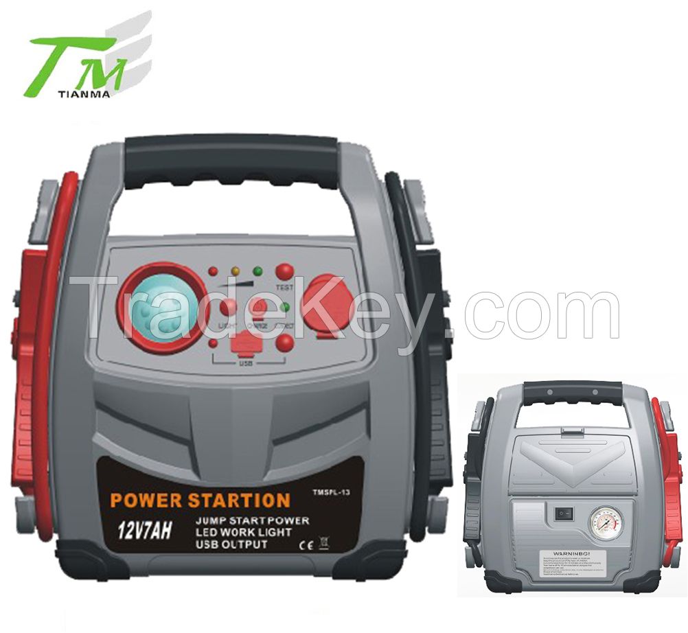 Portable small jump starter with compressor 12v power station multi-functional cart jump starter