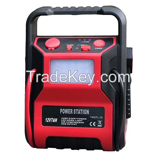 Portable jump starter with compressor 12v power station multi-functional cart jump starter