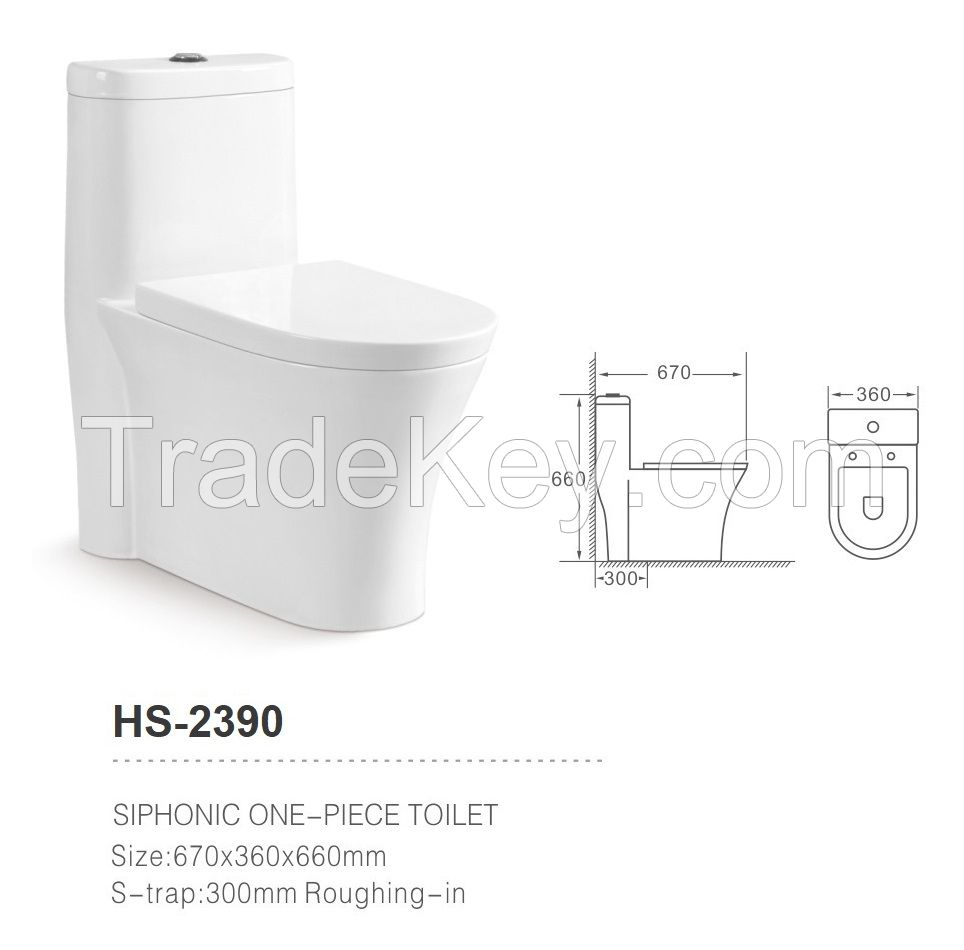 HS-2390 siphonic one-piece toilet modern design