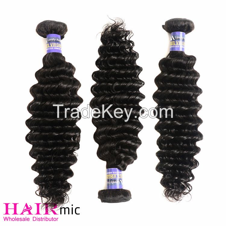 Natural Color Deep Curly human hair bundles hair weft with wholesale price