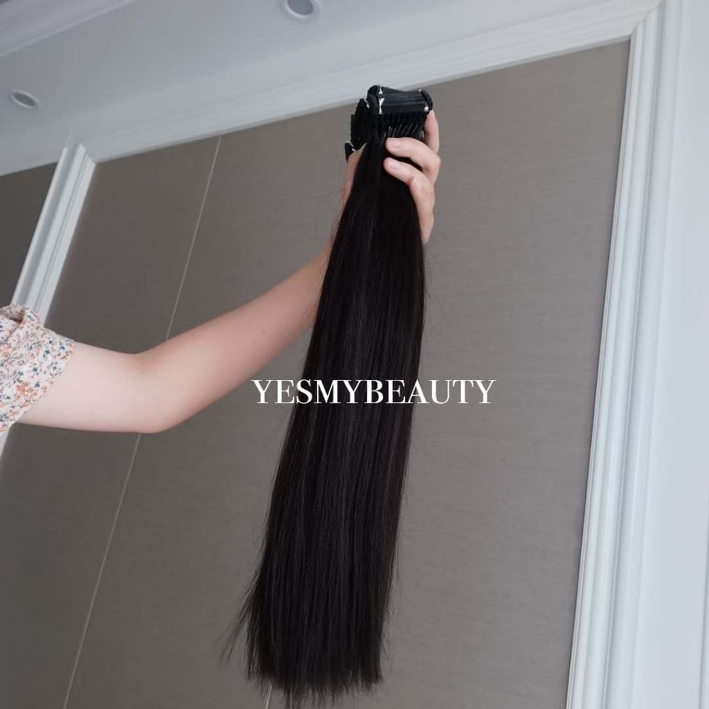 Cuticle aligned virgin natural color straight 6D human hair extension