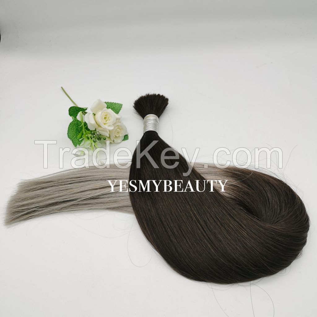 Wholesale Unprocessed raw hair bulk extensions virgin cuticle aligned human remy straight double drawn natural bulk hair