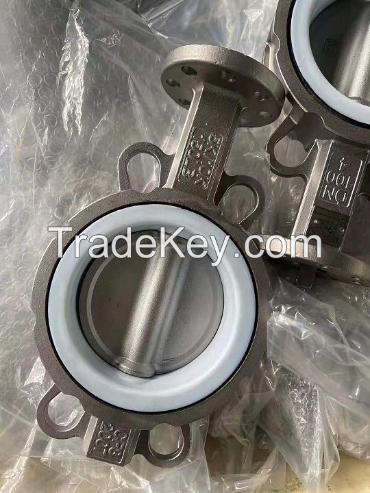 Midline Wafer Butterfly Valve SS304 CF8 GGG50 DI CI EPDM Lining NBER PTFE Butterfly valve D71X-16Q