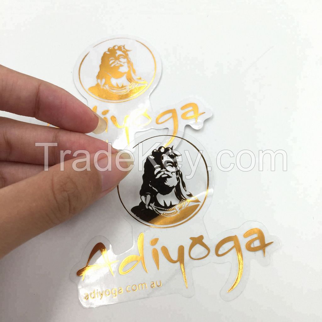 Cosmetic rose gold foil sticker aluminum transparent label 1.5 inch round tear-resistant waterproof label