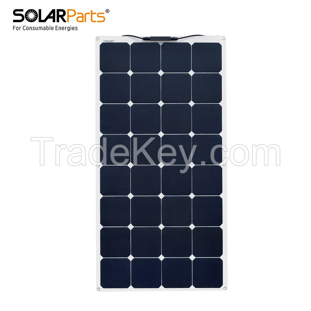 Solarparts 100W 17.6V Semi-Flexible Solar Panel All Black For Outdoor