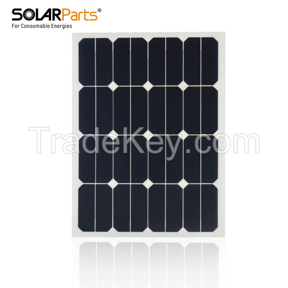Solarparts 18V 30W Semi-Flexible Solar Panel With Junction Box +Alligator Clamp For Battery Charge Campling