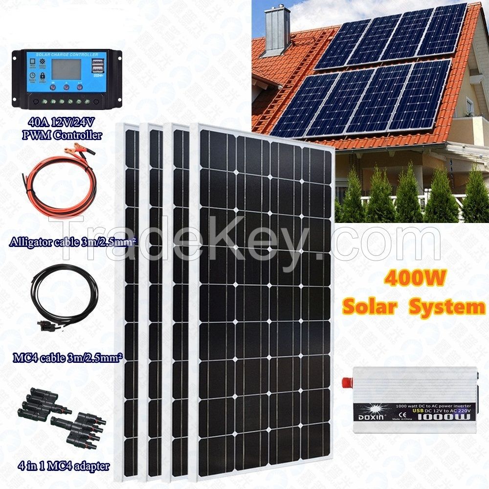 Xinpuguang 4X100W  Rigid  monocrystalline solar power system high efficiency