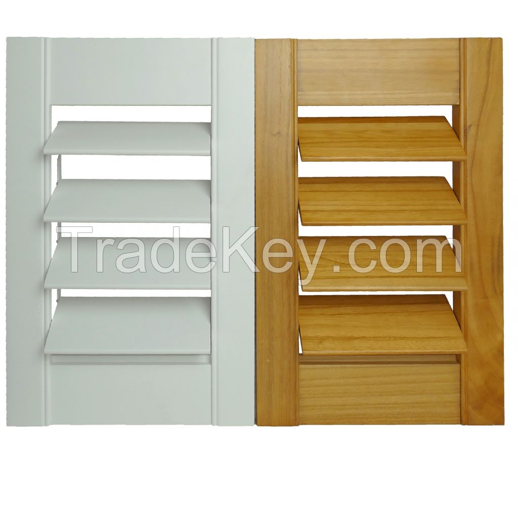 High quality interior basswood shutter  wood finish shutters eyebrow horizontal top shutters