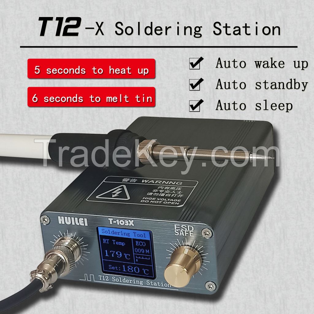 Quick Heating T12 Soldering Station T-103X, HUILEI T12 Soldering Iron Station, 75W Digital Display Temp Control  Soldering Station, Auto Standby