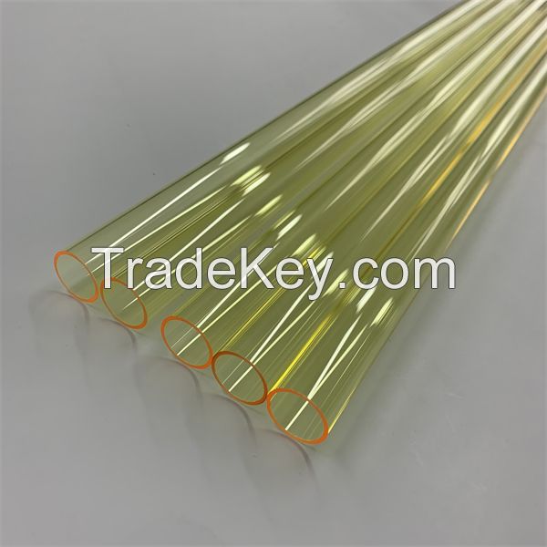 Various Sizes High-temperature Quartz Tubes Yellow quartz glass tube silica lazer