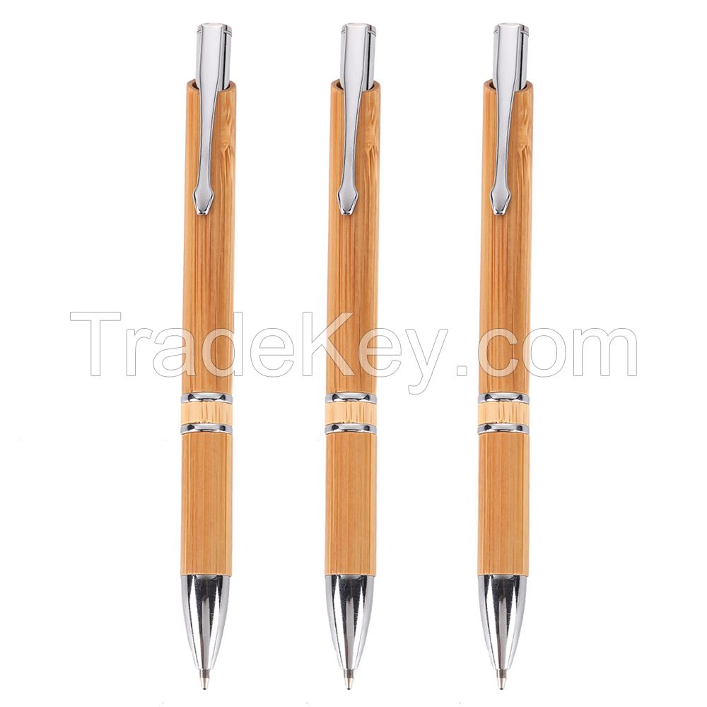 China Eco Friendly Promotional Custom Wooden Bamboo calligraphy press ball Pen for school business