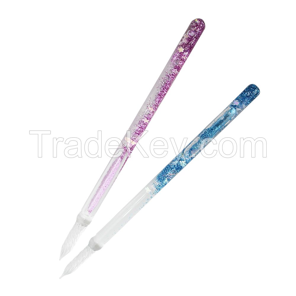 GF162DF New styles high quality  wholesale bulk glitter barrel ink dip pens nib glass dip pen set with gift boxes