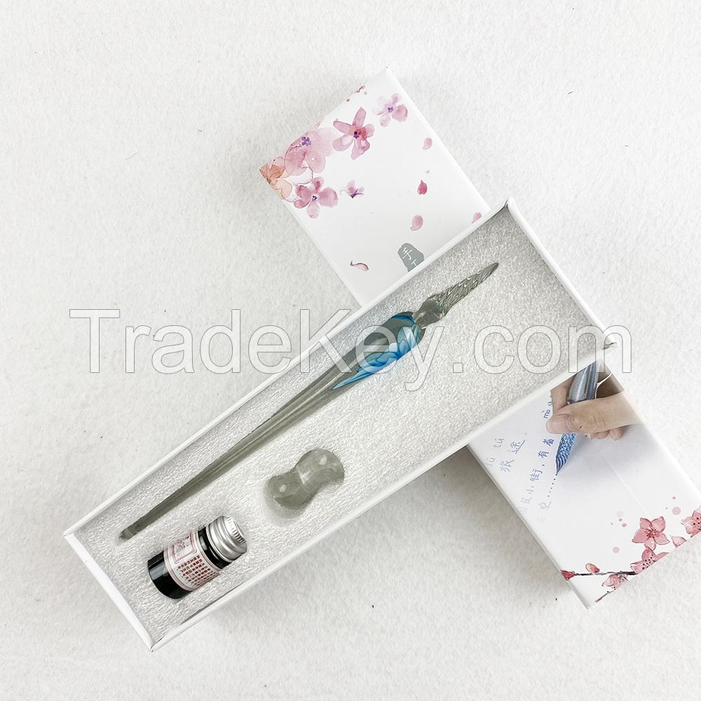china christmas gifts glass craft pen with good price box gift for business clients