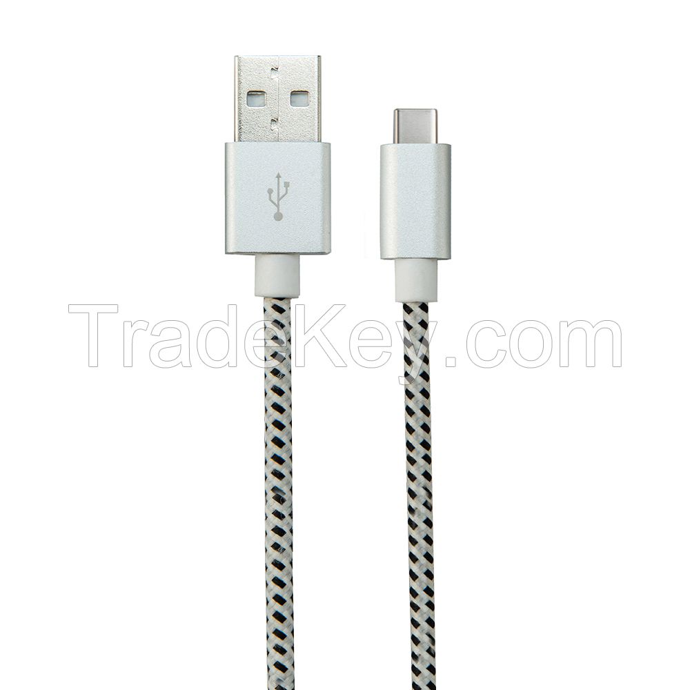 USB data cables, usb to usb c cables, fabric USB type c durable data cables with aluminum shell