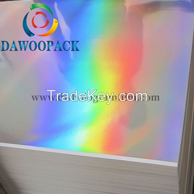 printable laser lamination and transfer hologram paperboard