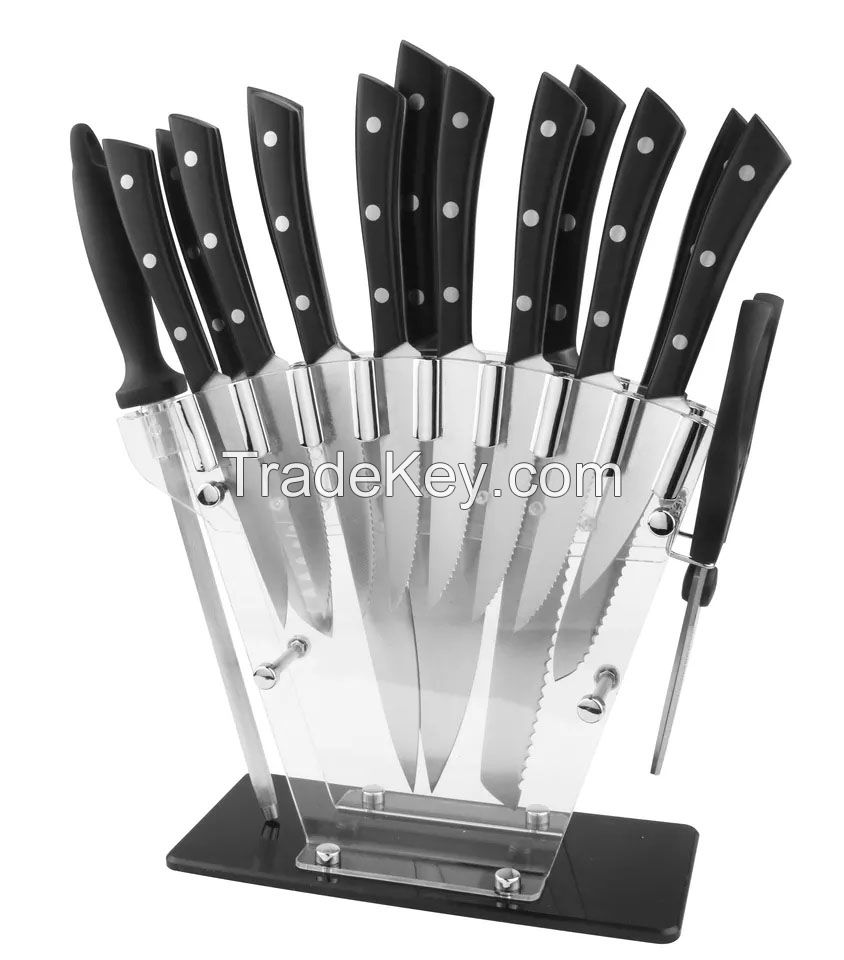 premium quality stainless steel 16pcs kitchen knife set Santoku Steak Chef knives