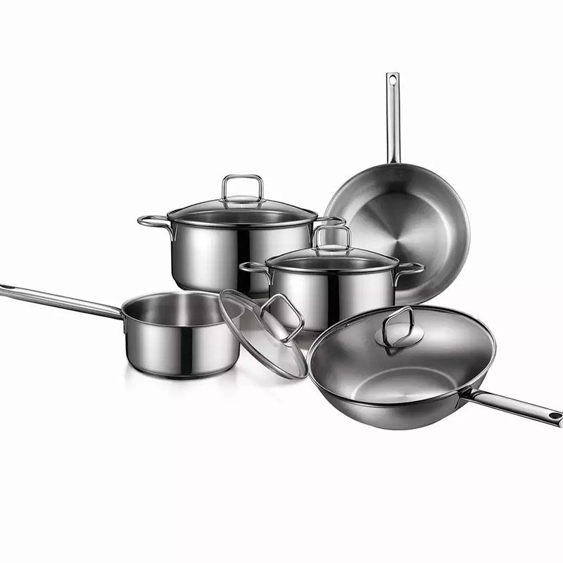Fty Stainless Steel Kitchen Cookware Fry Pan Saucepan Pot Stainless Steel Cookware Set