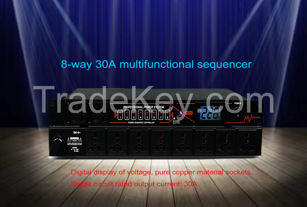 8-way 30A multifunctional power sequencer with switch (with voltage display)