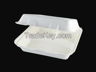 disposable tablewar, 3 compartments tray, molded pulp