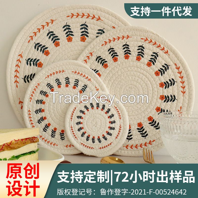 Heat insulation mat , fabric knitting cotton mat, coffee cup cushion mat